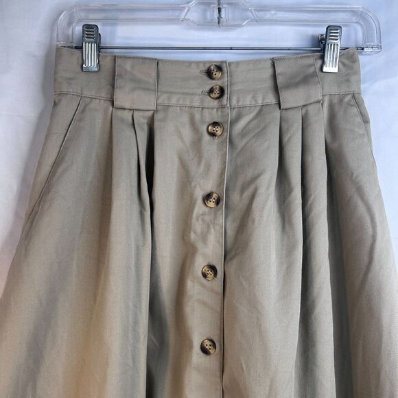 Cabin Creek Aline Button Front Maxi Khaki Skirt Earthy Effortless Neutral Size 8 - Picture 3 of 12